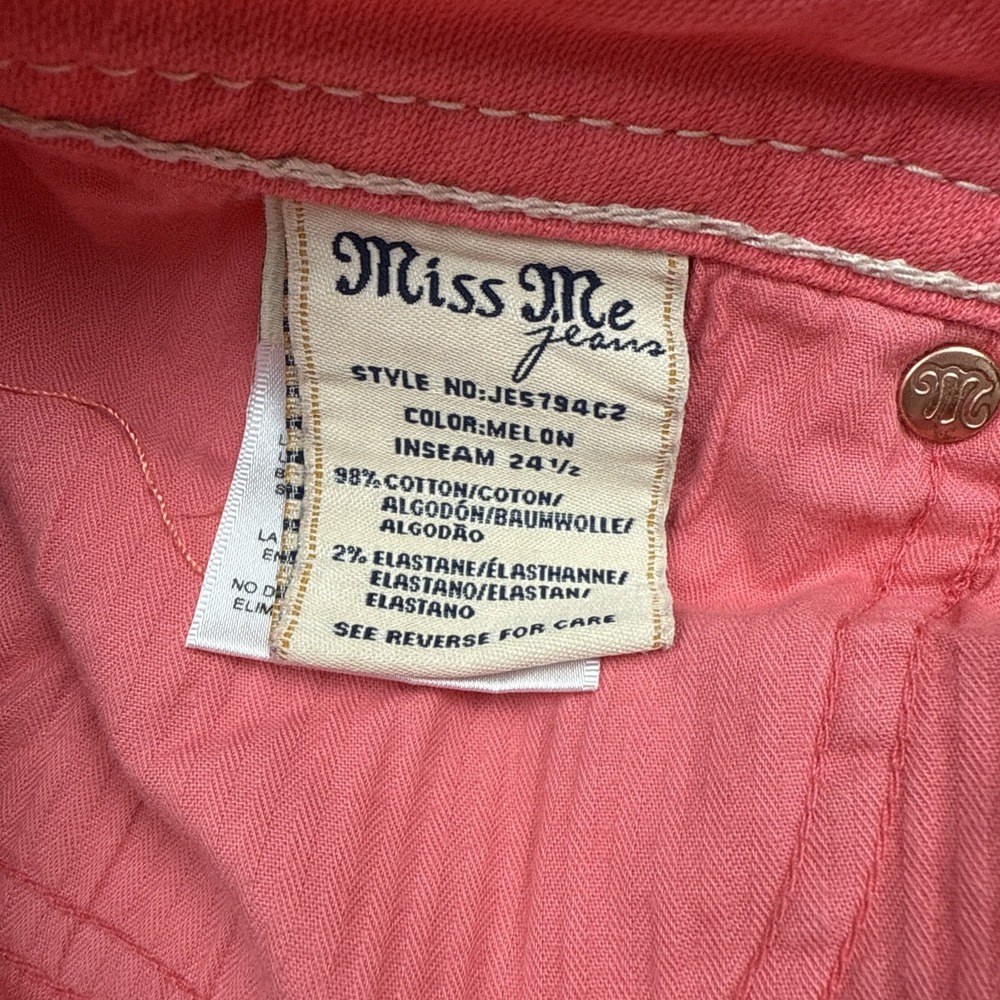 Miss Me Jeans Copped Womens Size 27 Color Melon JE5794C2  Flap Pockets Luxery - Picture 6 of 13